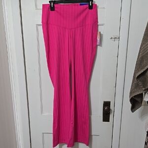 Joy Lab Pink Stripe Hi Rise Moisture Wicking Bell Bottom Legging LG Long NWT